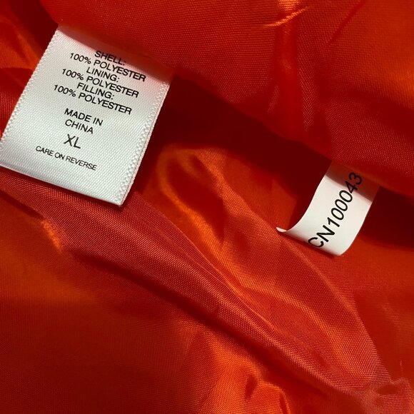 New York & Company Orange Womens XL Full Zip Pocket Puffer Jacket 100% Polyester - Picture 8 of 12